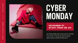 Black and Red Modern Cyber Monday Facebook Ad