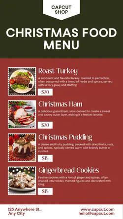 Christmas Food Menu Instagram Story