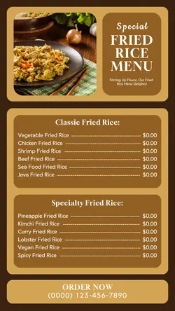 special fried rice menu instagram story
