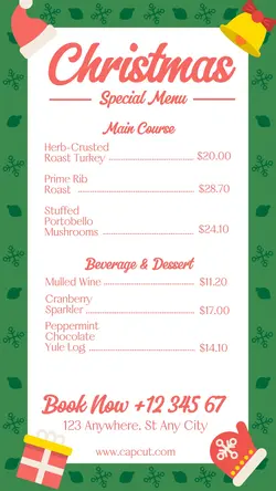 Christmas Special Food And Beverage  Menu
