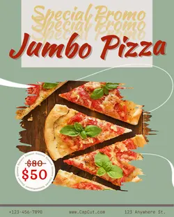 Pizza Food Discound Special Promo Instagram Post Green Maroon