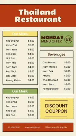 Food Thailand Food Menu Instagram Story