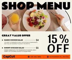 Food and Beverage Light salad menu minimalist 