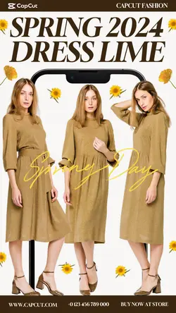 2024 Spring Fahion Dress Lime Product Display Instagram Story White Brown Minimalist