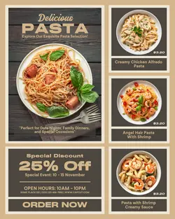 delicious pasta promotion instagram post