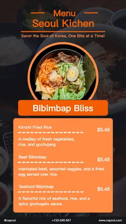 Korean Food Menus Instagram Story