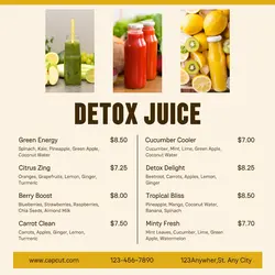 Detox Juice Menu Instagram Post