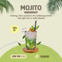 Mojito summer dink promotion instagram pos lime green