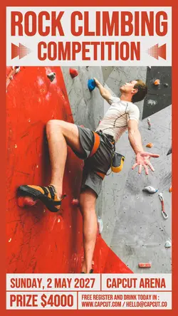 Sport Rock Climbing Competition Promotion Instagram Story Red Flat Modern