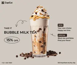 Foods & Beverage Milk Tea Discounts Minimalist 