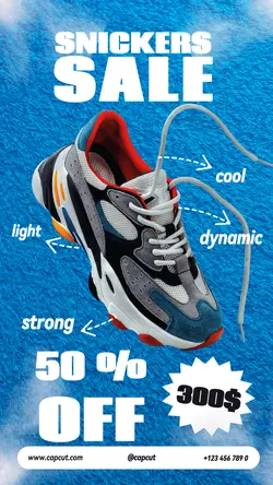 Discount promo for sports shoes for simple Instagram stories