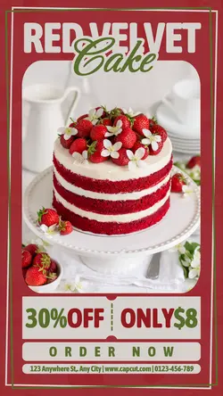 Food and Beverage Red Velvet Cake Promotion Tiktok Post