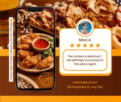 Food Customer Review Facebook Post Yellow Brown Phone Message