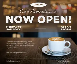 Food Coffee Shop Display Facebook Post Now Open