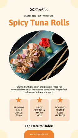 Food & Beverages Spicy Tuna Rolls Product Display