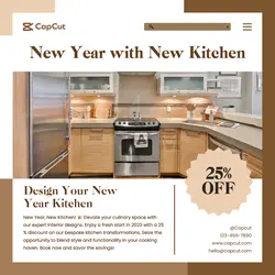New Year, New Kitchen! π Elevate your culinary space with our expert interior designs. Enjoy a fres