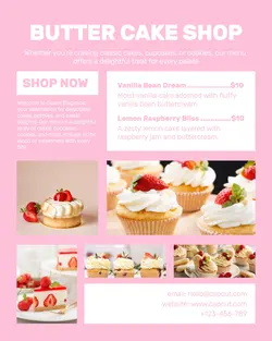 Butter Cake Shop Menu