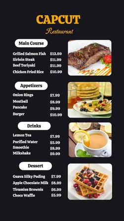 restaurant menu instagram post