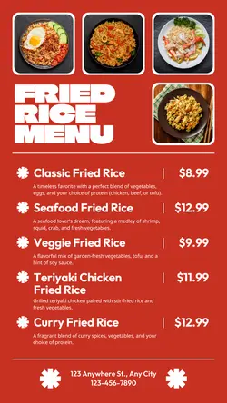 Fried rice menu instagram story