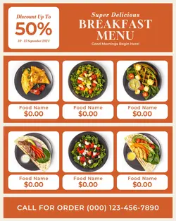 super delicious breakfast menu instagram post