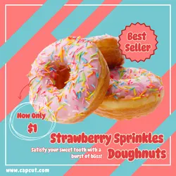 Food Strawberry Doughnuts Promotion Instagram Post