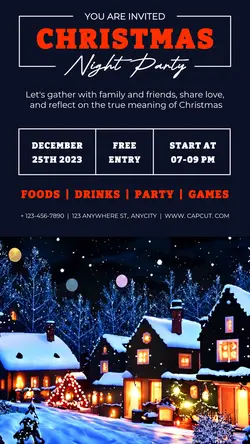 Christmas Night Party Celebration Invitation 