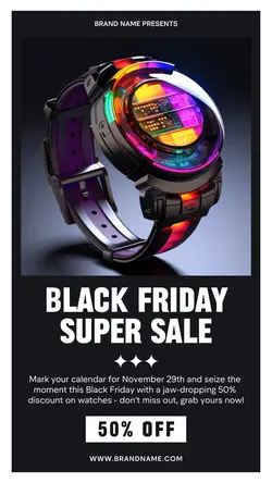 Black friday super sale watch promotions instagram story