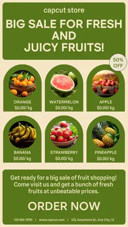 Food Fruits Menu sales promotion
