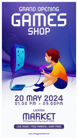 Games Shop opening Instagram Story