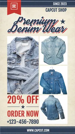 4 Multi Picture Image Denim Wear Product Display Retro Style Instagram Story