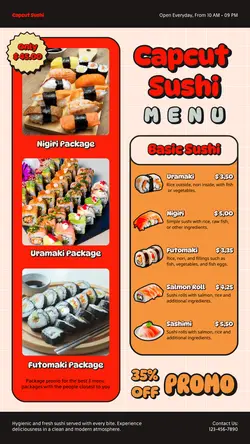 Food Sushi Red Yellow Menu Instagram Story