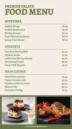 Food & Beverage Menu Restaurant 