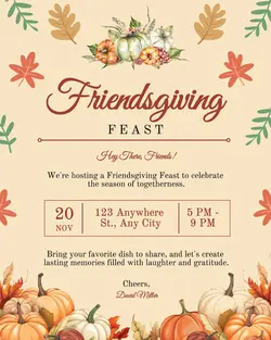 Thanks Giving Invitation Beige Instagram Portrait