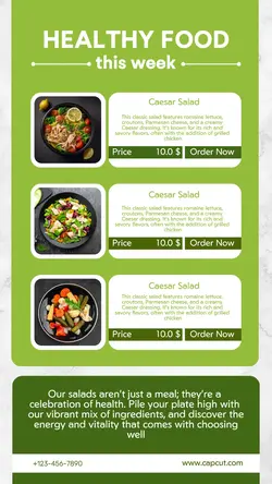 Salad menu business template for Instagram stories