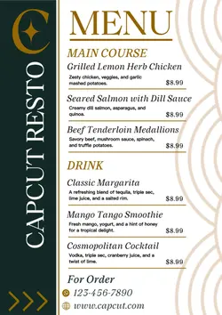 Creative Brown and Green Menu