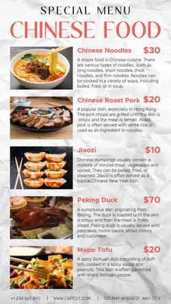 Chinese Food Menu Product Instagram Story
