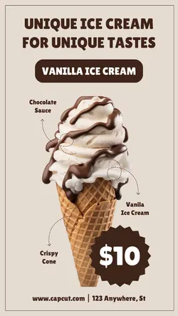 Food Vanilla Ice Cream Display Instagram Story