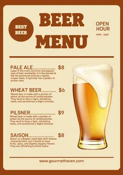 Beers Menu In Flyer Size
