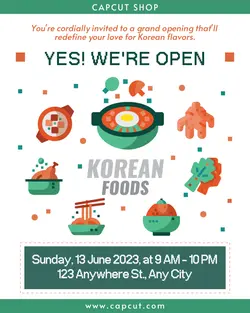 Food Korean Restaurant Grand Opening Instagram Portrait