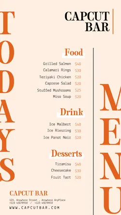 Food and Beverage Menu Restaurant Clean