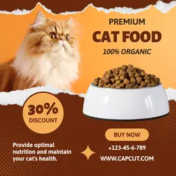 Premium cat food brown instagram post