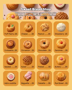 Sweet Bread Shop Menu