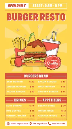 Non Marketing Menu Yellow Burger Resto