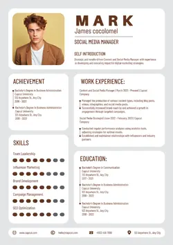 Non-Marketing Social Media Marketing Resume Modern