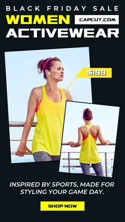 Black Friday Sale Women Sports Fashion Display Instagram Story