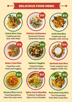 Non-marketing Menu Delicious Food