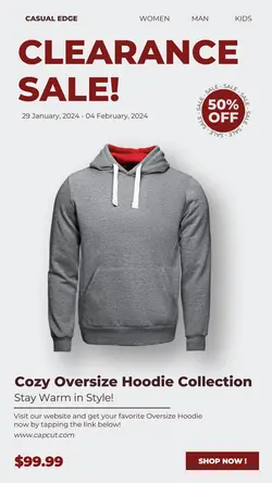 Fashion Hoodie Sale Instagram Story