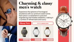 Classy & modern men's watch industry fashion template design for business promotion needs