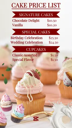 Cake Pricelist Instagram Story
