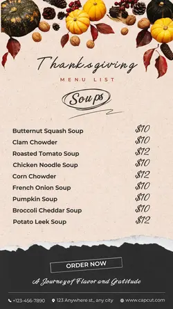 Thanksgiving Menu List Tiktok Post